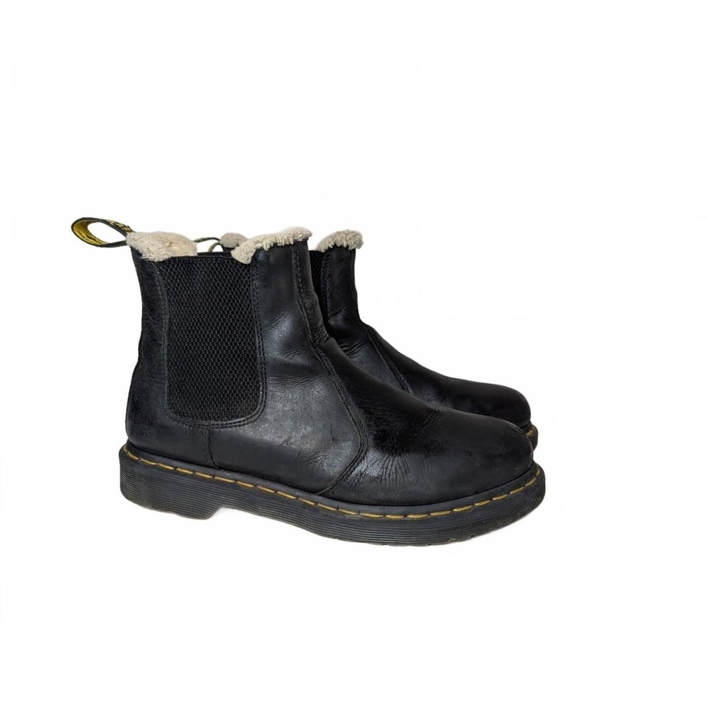 Dr. Martens 2976 Leonore Faux Fur Lined Chelsea Boots Black Size 9